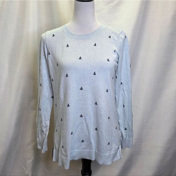 Tommy Hilfiger Sweaters - Tommy Hilfiger Blue Sailboat Print Crewneck Sweater Size Medium